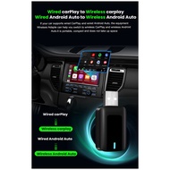 Wired to Wireless Carplay & Android Auto 2 in 1 Dongle 2.4/5G WiFi Bluetooth 5.0 for Wired CarPlay A
