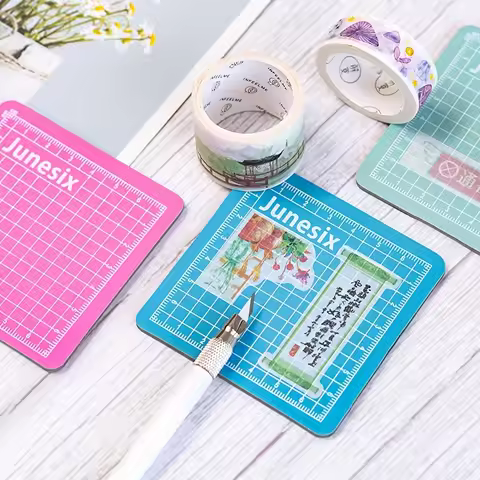 JuneSix Mini Cutting Mat - portable DIY craft mat for paper and sticker cutting, perfect for art pro