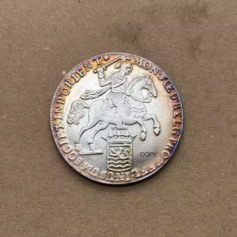 Netherlands 1740 1 Ducaton Zilveren Rijder Crescunt Concordia Dutch Republic Metal Plated Silver Cop