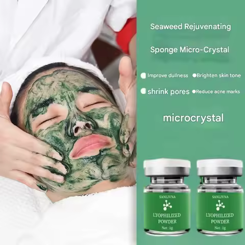 10 Vials Algae Peeling Powder DIY Facial Mask Sponge Spicules Natural Seaweed Skin Care Repair Acne 