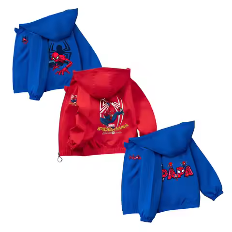 Marvel Spiderman Fashion Jacket Hoodie for Kids Boys Outdoor Waterproof Windbreaker Sweatshirt Sport