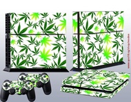 Green Leave Decal Skin Sticker For Playstation 4 Ps4 + 2 Free Controller Covers