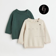 HM boy's sweater 2-color plain moss beige sweater H&M (1 piece) size for baby 9 months to 4 years ol