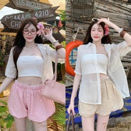 BA119 TARA Shirt Collar Short Sleeves Front Buttons There Is A Pocket. Chiffon Fabric Good Comfortab