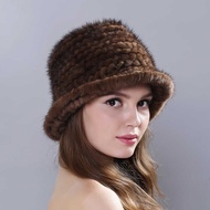 Mink Fur Top Hat Winter Warm Fur Hat Female Mother Middle-aged Elderly Fur Female Hat