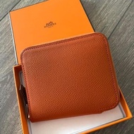Hermes 南瓜橘絲巾短夾