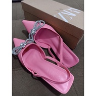 Zara Shimmery Ribbon Kitten Shoes