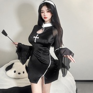 Halloween Nun Cosplay Outfit - Adult Size Dark Gothic Robe