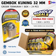 1 BOX Yellow Gold Padlock 32 MM - 24 PCS / [ Sale ] Yellow Padlock 32 mm Dozens [24pcs/ 1 BOX] Yello