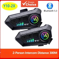 Y10-2X Motorcycle Helmet Bluetooth Headset Intercom Noise Reduction IPX6 Waterproof