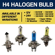 H4 12V 24V 60/55 100/90 130 160/150 75/70 Super White All Weather Pure Yellow Headlight Halogen Bulb