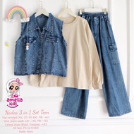 TERBARU LEBARAN NEW 2025 NADEA 3IN1 SET TEEN KIDS BY AMELIA SETELAN ANAK PEREMPUAN