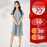 [Voucher 15% MOV 199K cap 100K Đầm nữ HeraDG thiết kế dáng suông cổ V cách điệu gấu đuôi tôm chất t