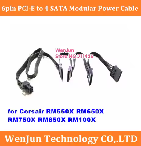PCIe 6Pin Male 1 to 4 SATA / 5 SATA / 6 SATA 15Pin Power Supply Cable Port for CORSAIR RM1000X RM850