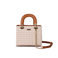 Tas Enji by Palomino Haejin Handbag Motif Gingham Warna Black Almond dan Khaki