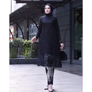 TUNIC KEBAYA SET / BROKEN KEBAYA TOP MODERN TUNIC LD 130 BLACK KEBAYA TOP