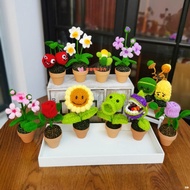 KY💕 Hand-Woven Wool Flowers ''Sunflower Crochet Pot Home Decoration Cactus Artificial Flower Wool Flowers VBJD