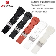 16mm Resin Silicone Watch Band for Casio G-Shock GA-100/110/120/150/200/300400/700 GD-100/110/120 G-8900 GLS-100 Men Sport Replacement Strap Accessories