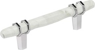 Amerock Carrione 3-3/4 inch (96mm) Center-to-Center Marble White/Polished Chrome Cabinet Pull, BP366
