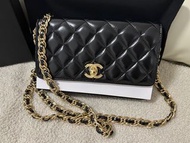 Chanel 拉絲鏈條銀包 woc 油臘羊皮