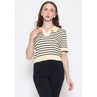 Voerin Donia Striped Collar Knitted Blouse - Knitted Blouse - Work Blouse