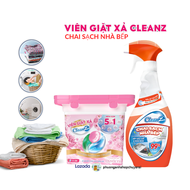 Combo Viên Giặt Xả CleanZ Túi 16 Viên & Chai Sạch Nhà Bếp-Dầu Mỡ-ố Vàng 450ml-Combo Tiện Lợi