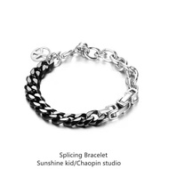 gelang titanium gelang tangan perempuan Ins Street Wear Titanium Steel Couple Unique All-Match Brace