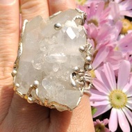 魚眼石原礦手工銀戒純銀戒指~** 蛇 **~Apophyllite Silver Ring