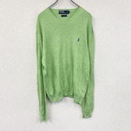 Polo Ralph Lauren棉質針織衫，淺綠色，M 碼，古著。