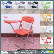 AUSITUR Arm Chair Foldable Plastic Chair Studying Chair With Book Storage Writing Pad for Meeting School Office