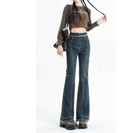 [S-5XL] Pants plus size High-Waist Blue Black Weila Jeans Women's Fashion Straight Skinny Wide Leg f