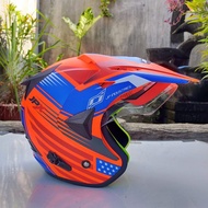 Jpx SUPERMOTO INFINITY RED FLUO DOFF HELMET ORI SEMICROSS HELMET JPX OREN DOFF SEMI MOTOCROSS JPX HE