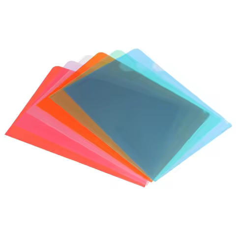 12/24Pcs Multicolor L Type Folders A5 8.8x6.3" Plastic File Project Pockets Clear Paper Document Jac