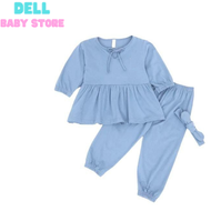 DELL Baju Dress Anak Tunik RIvana Bayi Perempuan Baru Lahir Sampai 3 Tahun Warna Biru Wardah