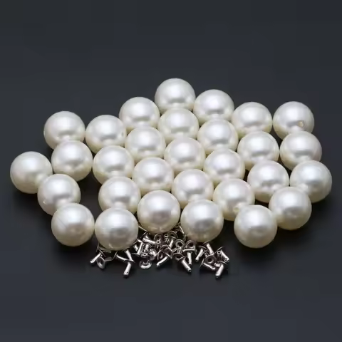 100Pcs 6mm-20mm DIY Leather Crafts Pearls Rivets Studs Silver and Ivory For Bag Shoes Clothes Decora