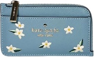 Kate Spade Madison Floral Embroidered Card Holder Wallet Polished Blue, multi color, Card Holder