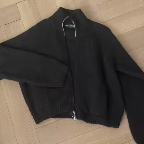 Winter Fashion Street Blank Black OUR LEGACY Sweater Minimalist Stand Collar Two-Way Zipper Cardigan