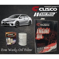 TOYOTA ALTIS 2014-2017 CUSCO JAPAN FULLY SYNTHETIC ENGINE OIL 5W40 SN/CF ACEA FREE WORKS ENGINEERING OIL FILTER