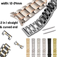 ETXFlat Curved End Solid Metal Watch Band Strap 12 14 15 16 17 18 19 20 21 22mm 23 24mm Stainless Steel Watchband Wrist Bracelet