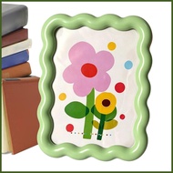 Picture Frames Tabletop 6.8x4.5 Inch Wavy Edge Desk Ornament Photo Frame for Wall Home Office Dorm K