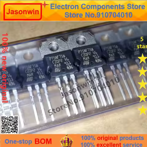 Jasonwin 100% new original 10-50 unids/lote MOSFET STP75NF75 P75NF75 75NF75 75A 80V TO-220 Transisto