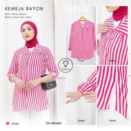 MUAFAQAH Kemeja Rayon Premium | Blus Salur Terbaru Bahan Jatuh dan Adem