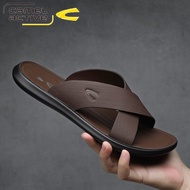 German Camel Active Men's Leather Summer Casual Non-Slip Beach Shoes Slippers Outer Leather Sandals Flip Flops