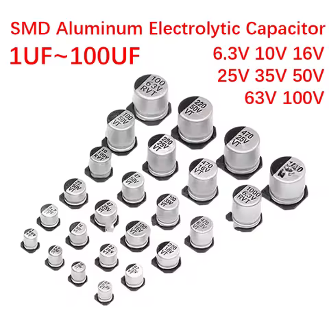 6.3V 10V 16V 25V 35V 50V 63V 100V SMD Capacitor 1UF 2.2UF 4.7UF 10UF 22UF 33UF 47UF 100UF 220UF 330U