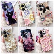ITEL A80 A671LC Cute Cat Butterfly Flower Case ItelA80 itel A671LC Black Silicone Soft Phone Casing
