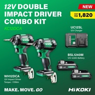 Hikoki 12v Double Impact Driver Combo Kit Powertools, KC12DCA cw 2pcs WH12DCA & 12V 4.0AH Batteries 