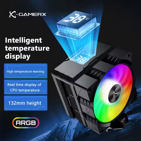 Power Train X-Gamerx Z-1300 ARGB CPU Cooler with Digital Temperature Display Radiator 4 Heat pipes F