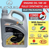 ( COMBO SET ) Lexus 5W40 API-SN Fully Synthetic Engine Oil 4L Toyota Motor Oil + Oil Filter 5W-40 (PROTON PERODUA HONDA)