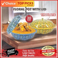 Redbuzz Floral Pot with Lid - Large Capacity Food Storage Container for Buffet and Raya Celebrations