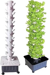 Hydroponics Tower, 45 Pods Garden Hydroponic Growing System,Garden Tower Aeroponics Growing Kit with Pump and Movable Water Tank,for Home Kitchen Gardening-1PC